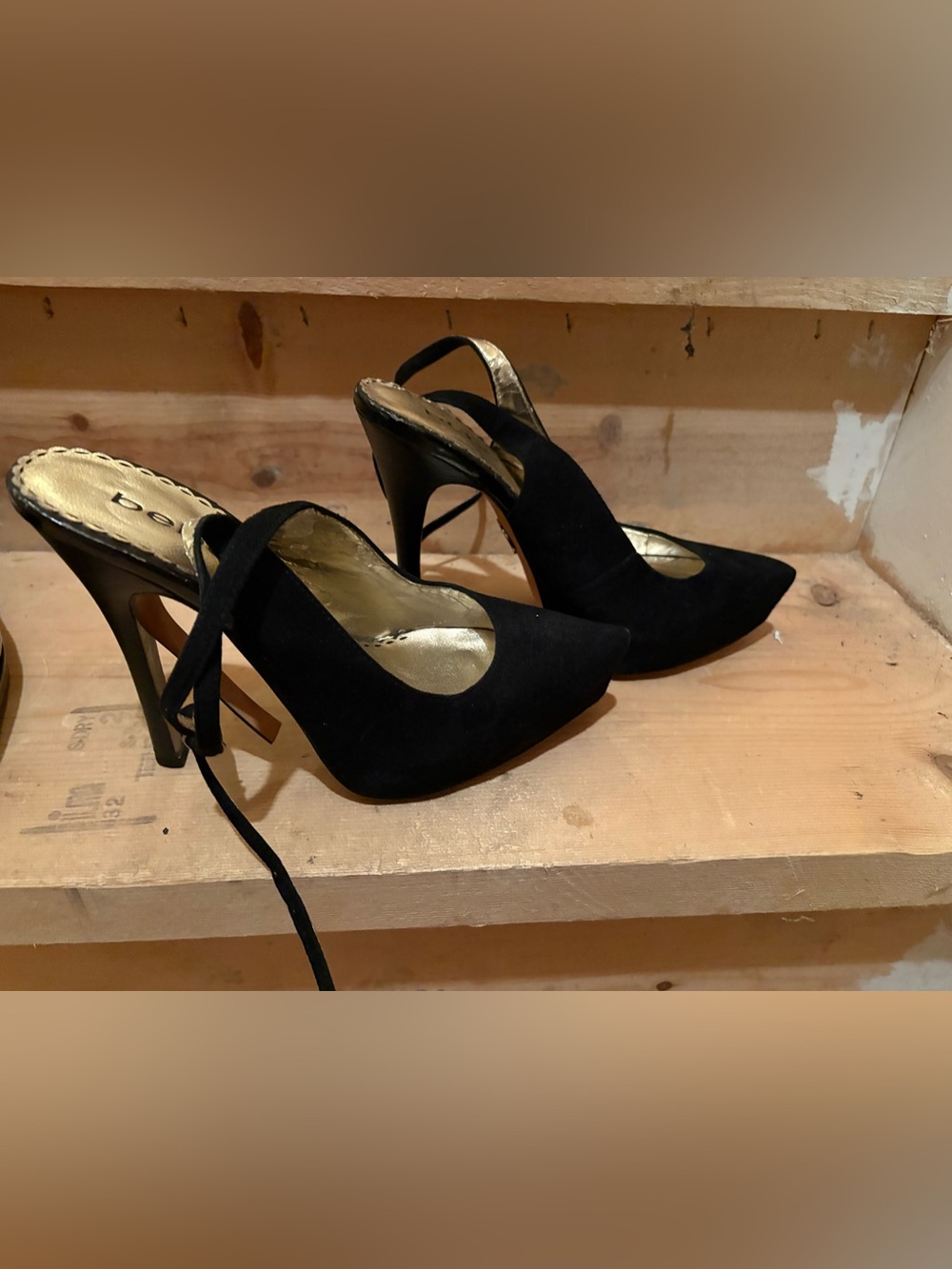 BEBE black Suede High Heel Slingback Pumps - Women's Dress Shoes size 8